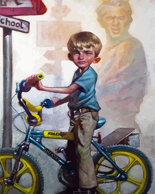 Boy Riding Bike Diamond Painting