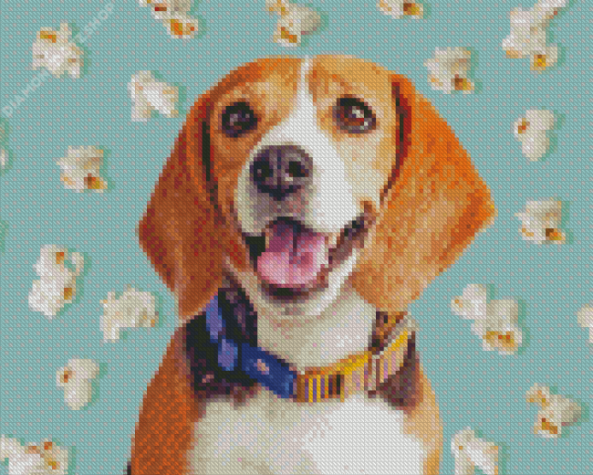 Dog With Popcorn Diamond Painting