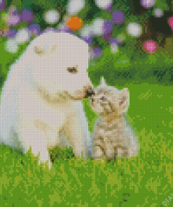 Kitten And Puppy Diamond Painting