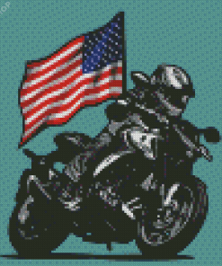 Motorcycle And Flag Diamond Painting