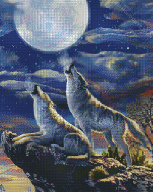 Two Spirit Wolves Diamond Painting