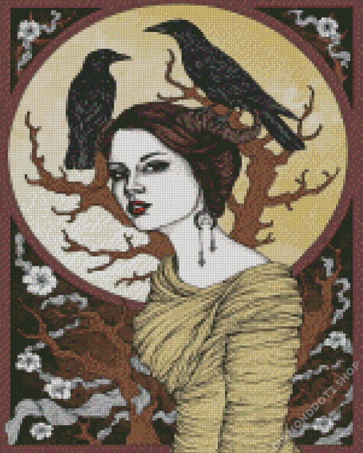 Girl And Crows Diamond Painting
