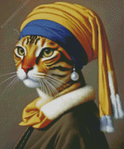 Cat With Earring Diamond Painting