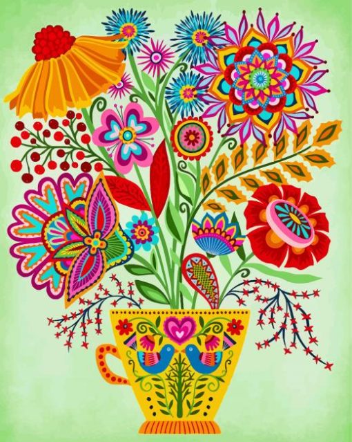 Mandala Flowers Vase Diamond Painting