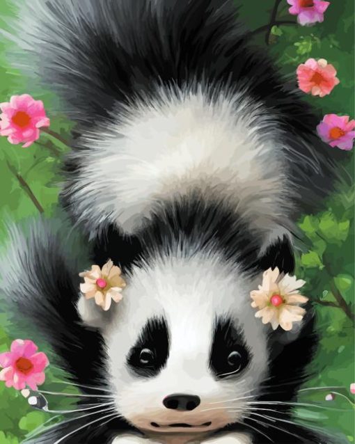 Skunk With Flower Diamond Painting