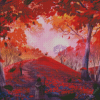 Girl In Red Forest Diamond Painting
