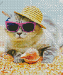 Beach Cat Diamond Painting