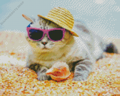 Beach Cat Diamond Painting