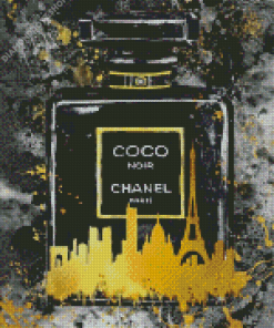 Black Gold Chanel Bottle Diamond Painting