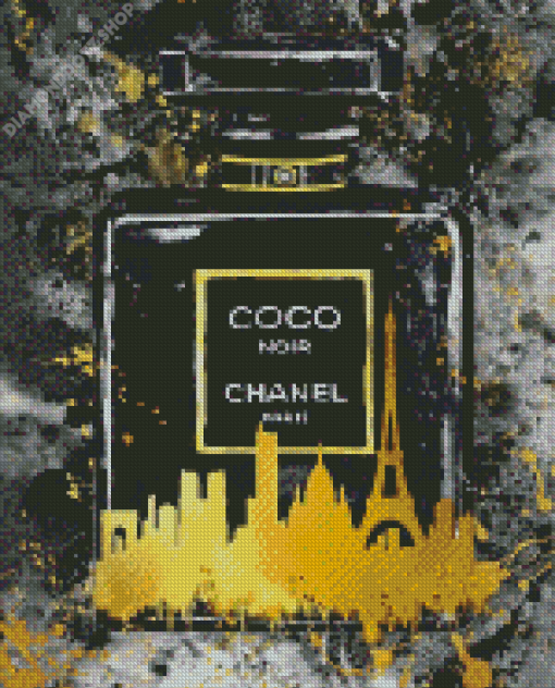 Black Gold Chanel Bottle Diamond Painting