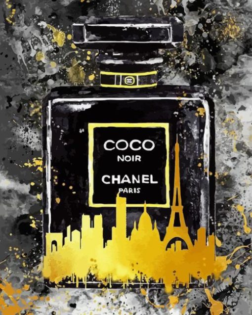 Black Gold Chanel Bottle Diamond Painting