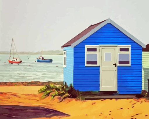 Blue Beach Hut Diamond Painting