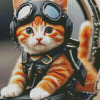 Cat In Pilots Hat Diamond Painting
