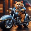Cat On Motorcycle Diamond Painting