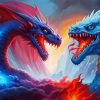 Fire Ice Dragons Fight Diamond Painting