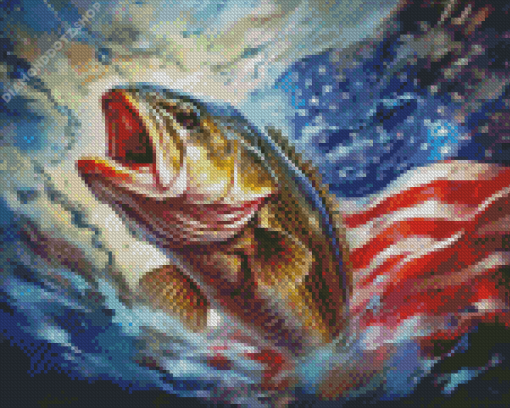 Fish And American Flag Diamond Painting