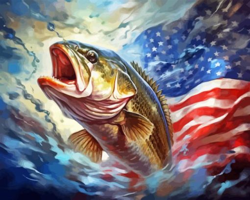 Fish And American Flag Diamond Painting