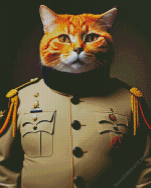 Ginger Cat In Uniform Diamond Painting