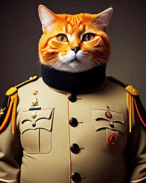 Ginger Cat In Uniform Diamond Painting