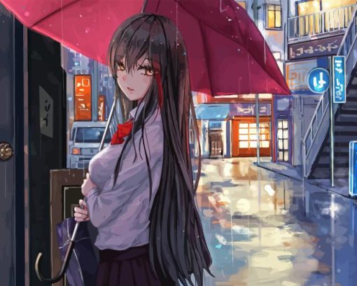 Girl With Umbrella Diamond Painting