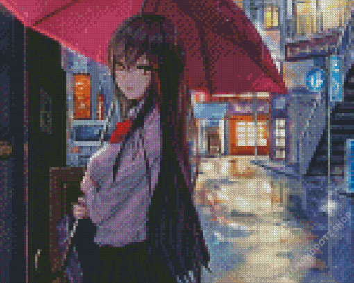 Girl With Umbrella Diamond Painting