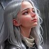 Gray Hair Girl Diamond Painting