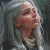 Gray Hair Girl Diamond Painting