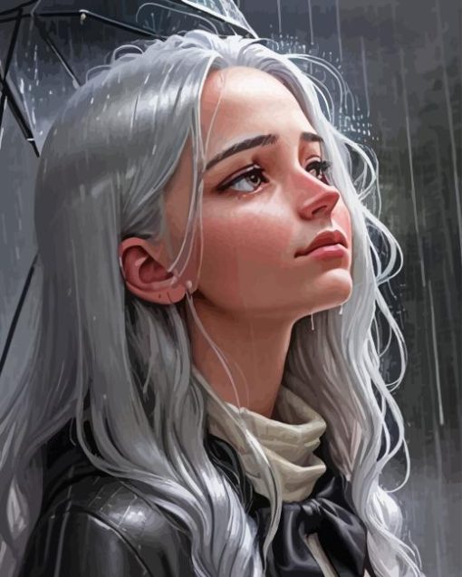 Gray Hair Girl Diamond Painting