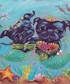 Mermaid Dogs Diamond Painting