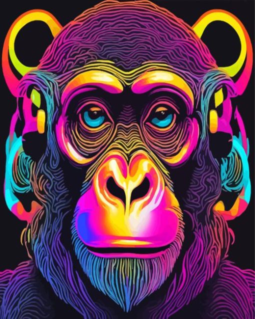 Neon Chimpanzee Diamond Painting