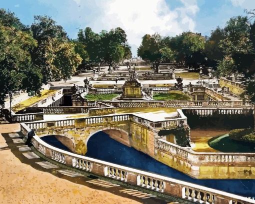 Nimes Jardin De La Fontaine Diamond Painting