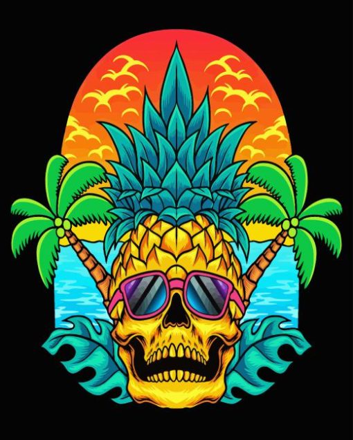 Pineapple Skull Diamond Painting