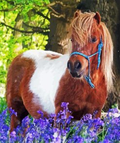 Shetland Pony With Flowers Diamond Painting