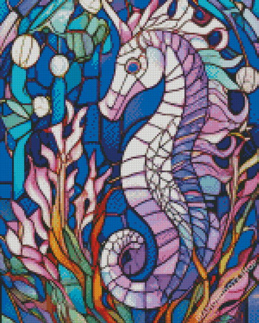 Stained Glass Seahorse Diamond Painting