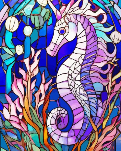 Stained Glass Seahorse Diamond Painting