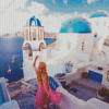 Blondy Girl In Santorini Diamond Painting