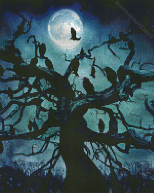 Tree And Raven Diamond Painting