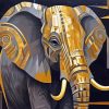 Gold And Black Elephant Diamond Painting