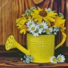 Yellow Flowers In Watering Pail Diamond Painting