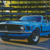 1970 Ford Mustang Blue Car Diamond Painting