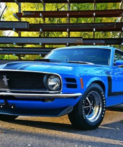 1970 Ford Mustang Blue Car Diamond Painting