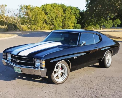 1971 Chevelle Black Car Diamond Painting