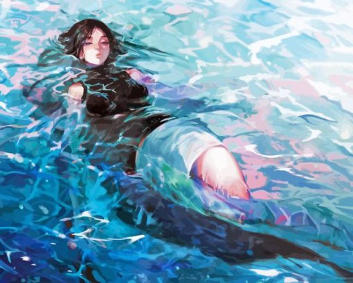 Anime Girl Laying In Water Diamond Painting