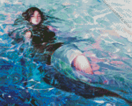 Anime Girl Laying In Water Diamond Painting