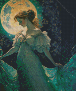 Antique Girl And Moon Diamond Painting