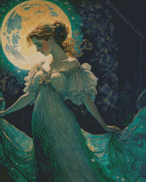 Antique Girl And Moon Diamond Painting