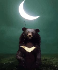 Bear With Crescent Moon Balloon Diamond Painting