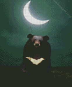 Bear With Crescent Moon Balloon Diamond Painting