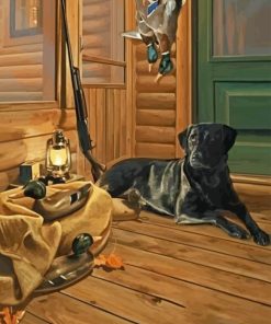 Black Hunting Dog Diamond Painting