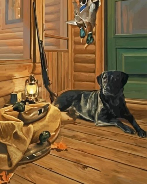 Black Hunting Dog Diamond Painting